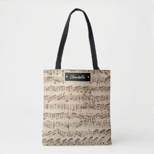 Personalized Handwritten Vintage Sheet Music Tote 