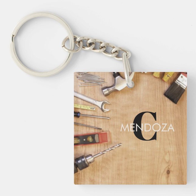 Personalized Handyman Carpenter Custom Name  Keychain (Front)