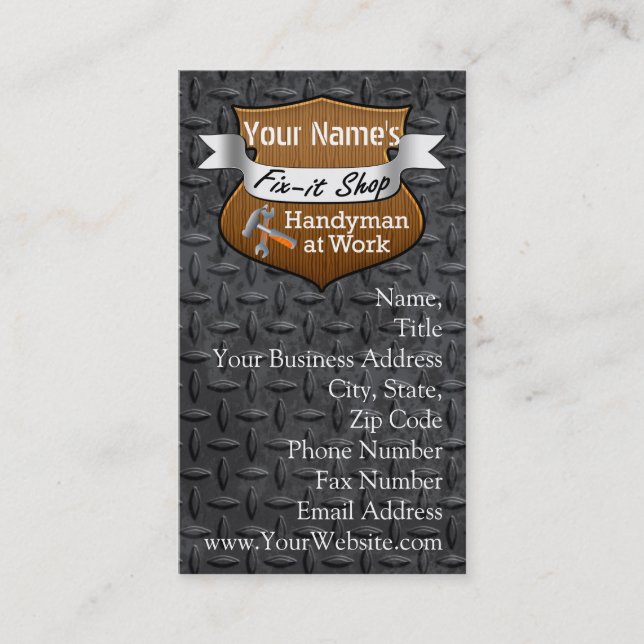 Personalized Handyman Fix-It Custom Name Business Card (Front)
