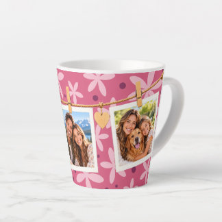 Personalized Hanging Photo Family Floral Coffee Latte Mug