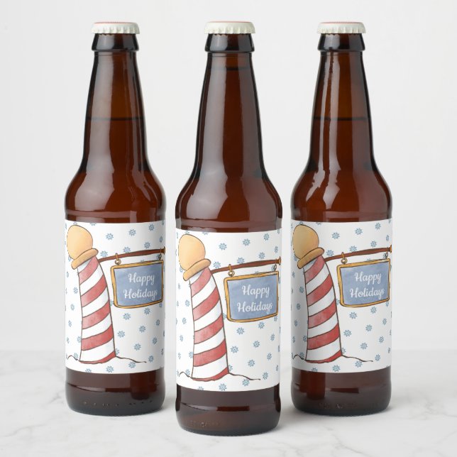 Personalized Hanging Sign Striped Pole Holiday    Beer Bottle Label (Bottles)