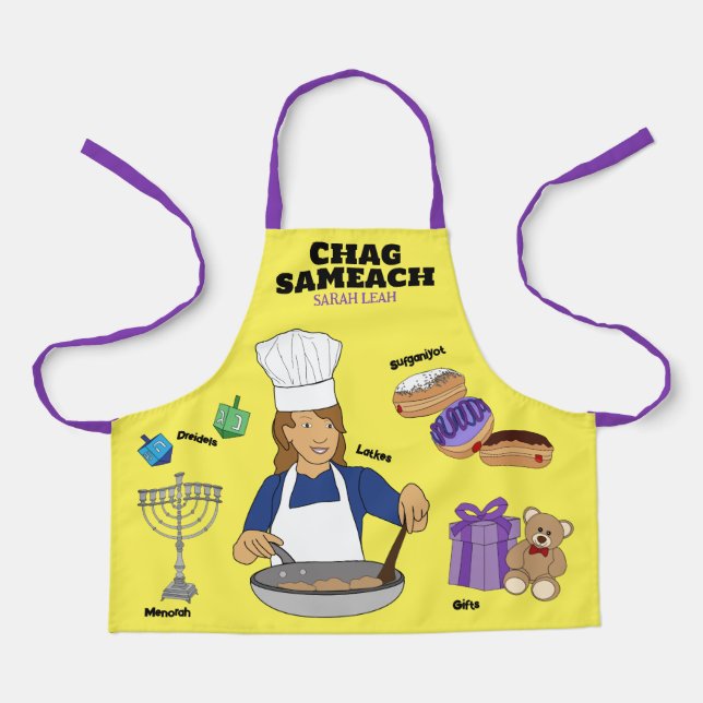 Personalized Hanukkah Kids Apron (Front)