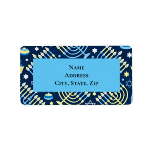 Personalized Hanukkah Menorah Star of David Label