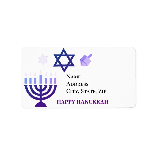 Personalized Hanukkah Modern Menorah Star of David Label (Front)