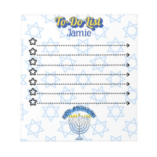 Personalized Hanukkah Notepad To-Do List
