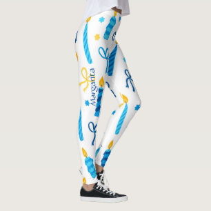 Personalized Hanukkah Pattern Cute Workout Leggings