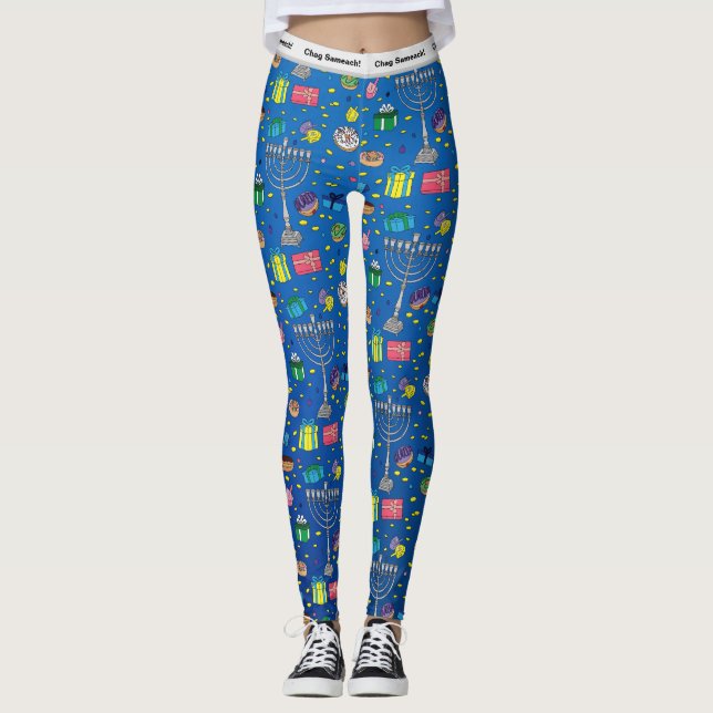 Personalized Hanukkah Pattern  Leggings (Front)