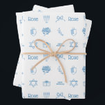 Personalized Hanukkah Preppy Sweet Wrapping Paper Sheet<br><div class="desc">Customize this sweet Hanukkah print for your little one.</div>