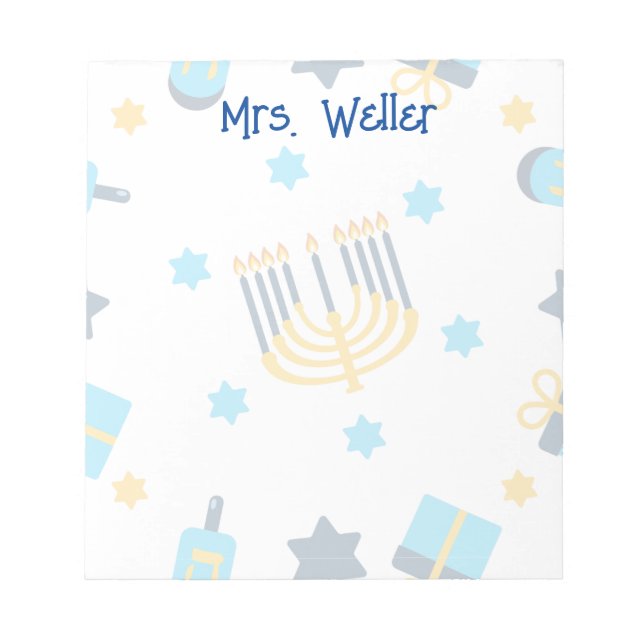 Personalized Hanukkah Themed Notepad (Front)