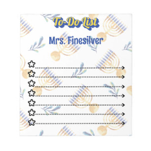 Personalized Hanukkah to-do list Notepad