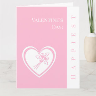 Personalized Happiest Valentine's Pink Heart Roses Card
