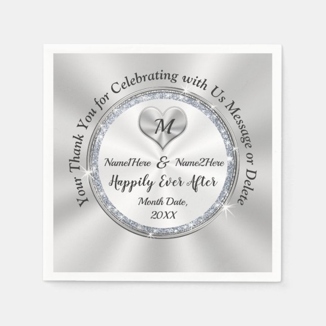 Personalized Happily Ever After Wedding Napkins (Front)