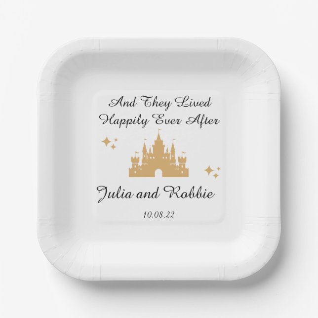 Personalized Happily Ever After Wedding Paper Plate (Front)