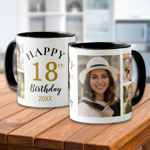 Personalized Happy 18th Birthday 5 Photo Collage Mug
