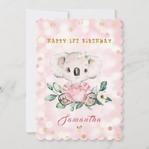 Personalized Happy 1st Birthday Card for Girl