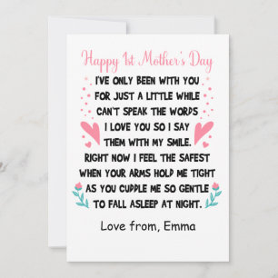 Personalized Happy 1st Mother's Day, Custom Names  Holiday Card