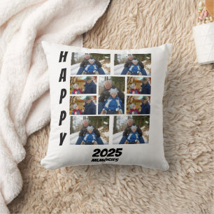 Personalized Happy 2025 memories Photo Collage Throw Pillow