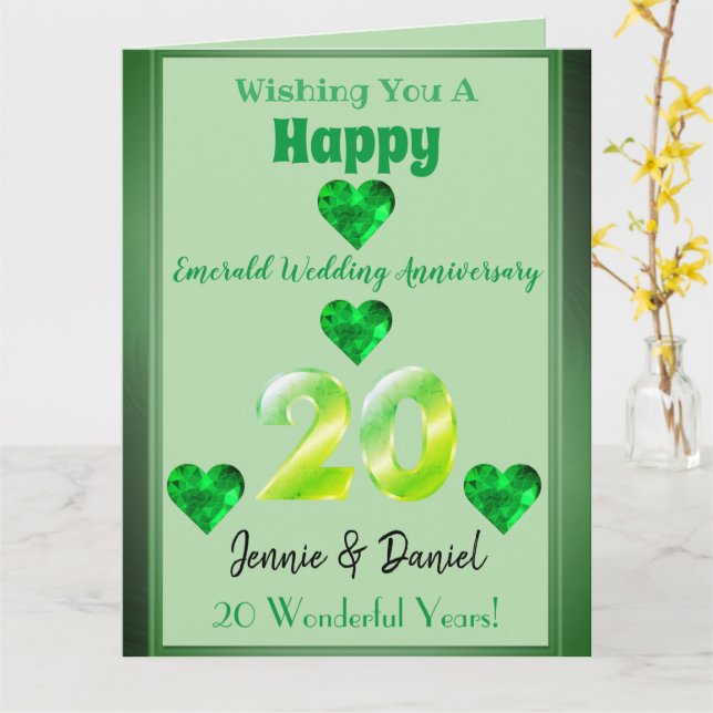 Personalized Happy 20th Wedding Anniversary Card  (Yellow Flower)