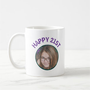 Personalized Happy 21st Birthday Photo Design Coffee Mug
