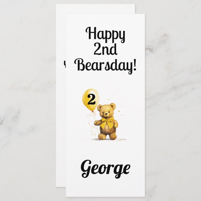 Personalized Happy 2nd Birthday Congratulations Card (Front/Back)