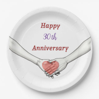 Personalized Happy 30th Anniversary Paper Plate