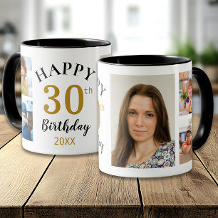 Personalized Happy 30th Birthday 5 Photo Collage Mug