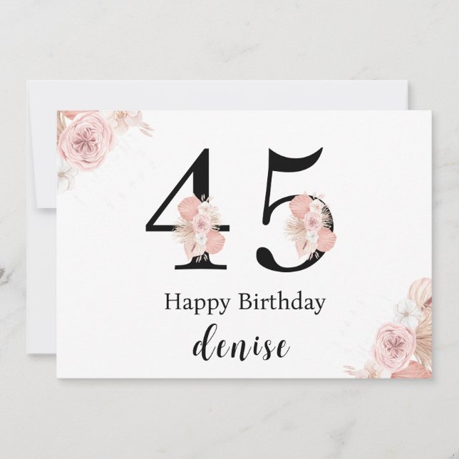 Personalized Happy 45th Birthday Card (Front)