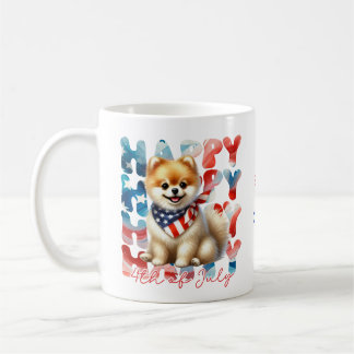 Personalized Happy 4th of July Pomeranian  Coffee Mug
