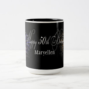 Personalized Happy 50th Birthday Fireworks Mug