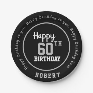 Personalized Happy 60th Birthday Party Paper Plate