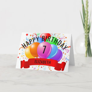 Personalized Happy 7th Birthday Card