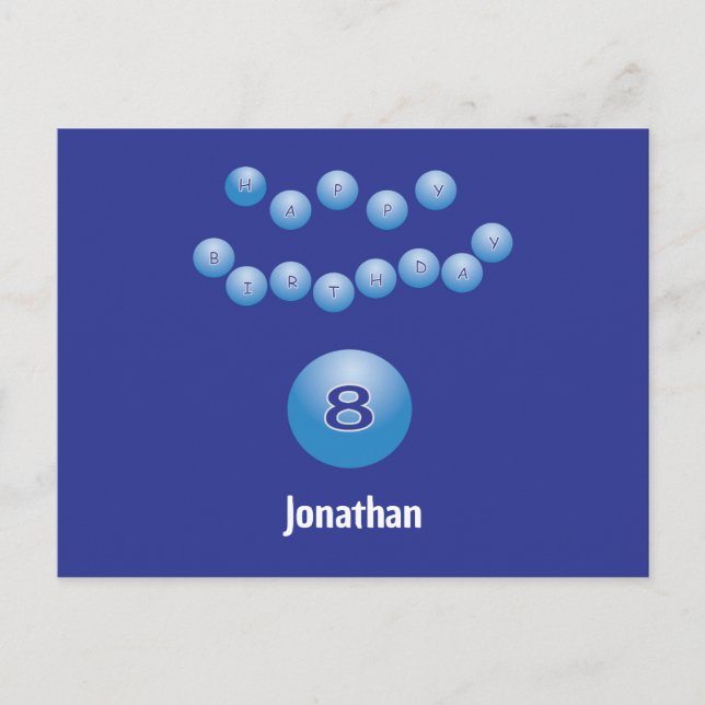 Personalized Happy 8th Birthday Bouncing Balls Postcard (Front)