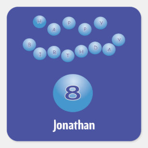 Personalized Happy 8th Birthday Bouncing Balls Square Sticker
