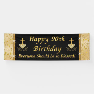 Personalized Happy 90th Birthday Banner for Her