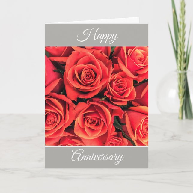 Personalized Happy Anniversary Roses Greeting Card (Front)