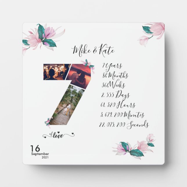 Personalized Happy Anniversary With Photo collage Plaque (Front)