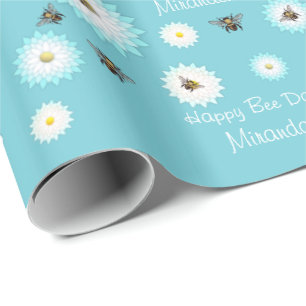 Personalized Happy Bee Day Wrapping Paper