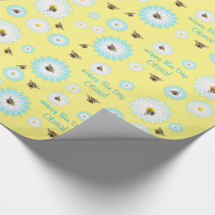 Personalized Happy Bee Day Wrapping Paper