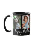 Personalized Happy Birthday 5 Photo Collage Black
