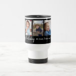 Personalized Happy Birthday 5 Photo Collage Black Travel Mug<br><div class="desc">Unique keepsake mug gift for grandparents birthday with happy birthday typography and 5 photos of grandchildren with their names.</div>