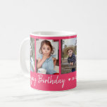 Personalized Happy Birthday 5 Photo Collage Pink Coffee Mug<br><div class="desc">Unique keepsake mug gift for grandparents birthday with happy birthday typography and 5 photos of grandchildren with their names.</div>