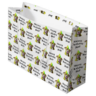 Personalized Happy Birthday (Add Name) Pitbull Large Gift Bag
