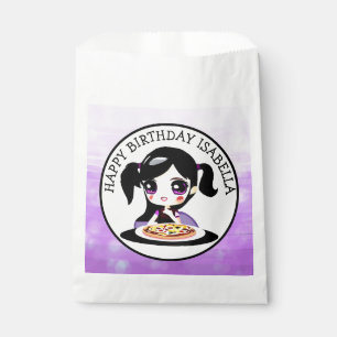 Personalized Happy Birthday Anime Girl Pizza Party Favour Bag