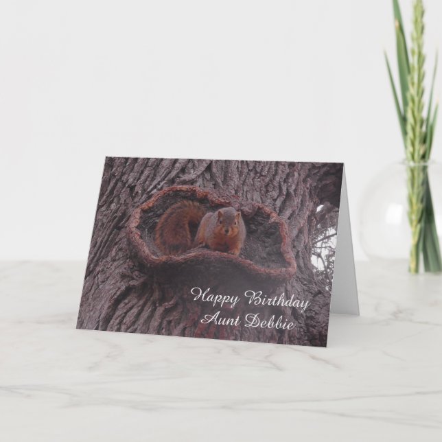 Personalized Happy Birthday Aunt Cute Squirrel Car Card (Front)