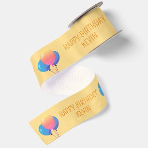Personalized Happy Birthday Balloons Satin Ribbon