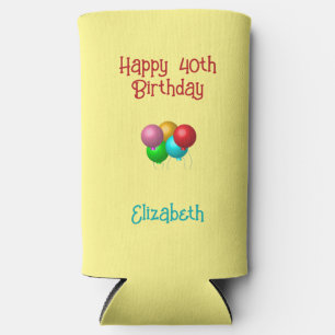 Personalized Happy Birthday Balloons  Seltzer Can Cooler