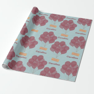 Personalized happy birthday balloons wrapping paper