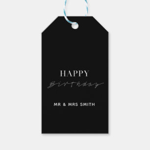 Personalized "Happy Birthday" Black Gift Tags