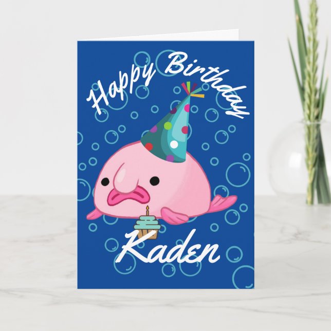 Personalized Happy Birthday Blobfish   Card (Front)
