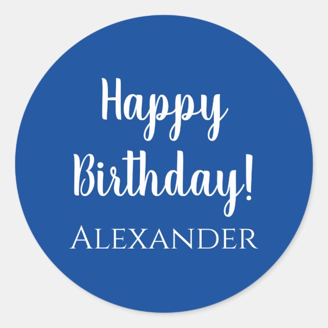 Personalized Happy Birthday Blue Gift Label (Front)